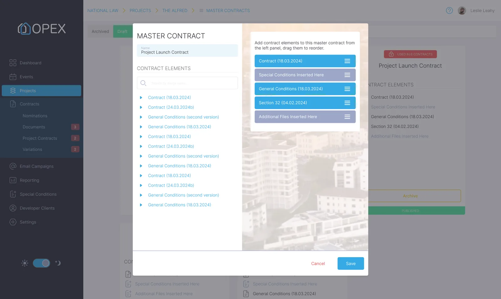 The master contract builder, assembling approved contract elements